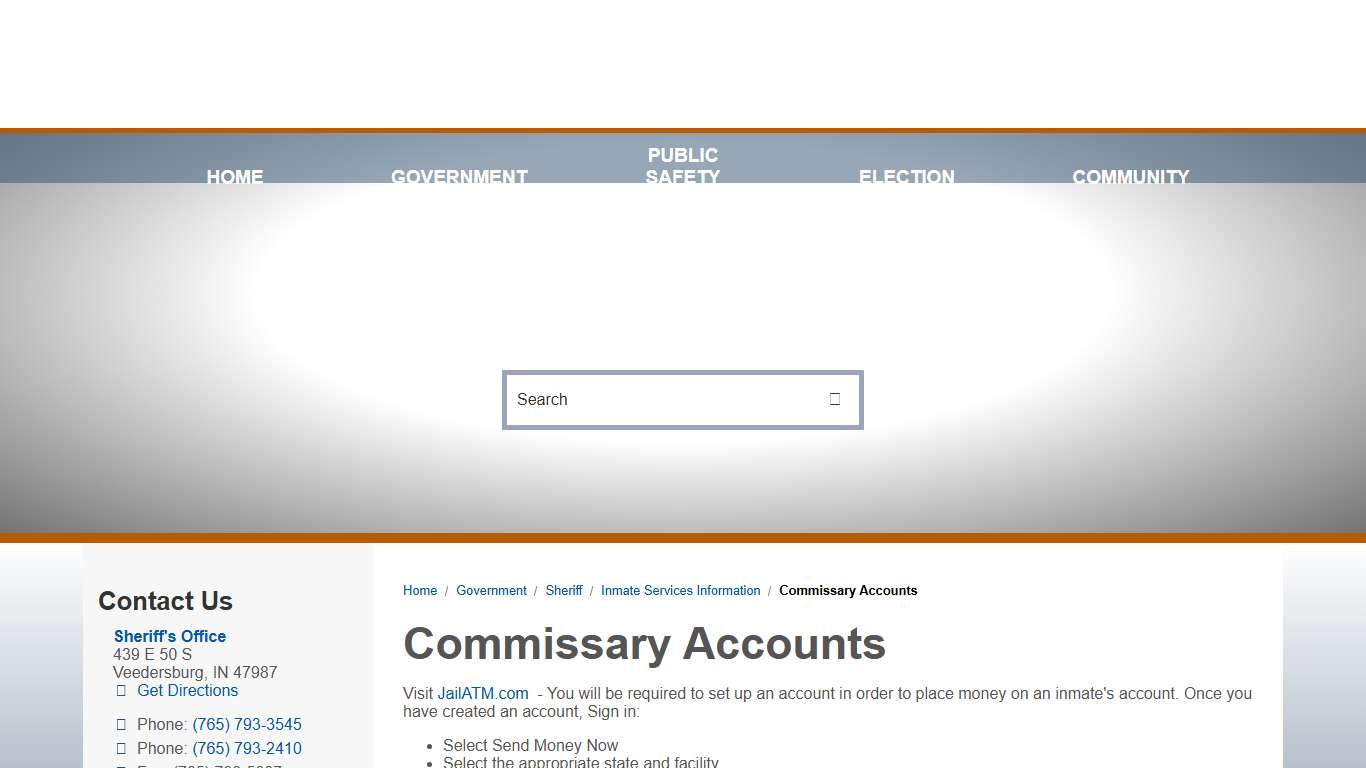 Commissary Accounts / Fountain County, Indiana